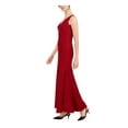 thumbnail image 3 of ADRIANNA PAPELL Womens Red Lace Scalloped Sleeveless V Neck Maxi Evening Dress Petites 4P, 3 of 4