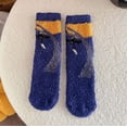 thumbnail image 2 of Huowey Halloween Fuzzy Socks For Men Women Crew Socks Pumpkin Ghost Pattern Halloween Gift Fall Winter Warm Soft Festival Party Lounging Home Socks,Dark Blue, 2 of 4