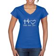 thumbnail image 1 of Wild Bobby, Faith.Hope.Love Heart Beat, Inspirational/Christian, Women Standard V-Neck Tee, Royal, Large, 1 of 4