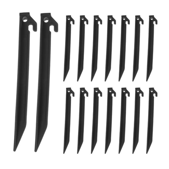 Uxcell 8.8 Inch Plastic Camping Tent Stakes Pegs with Hook Black 16Pcs