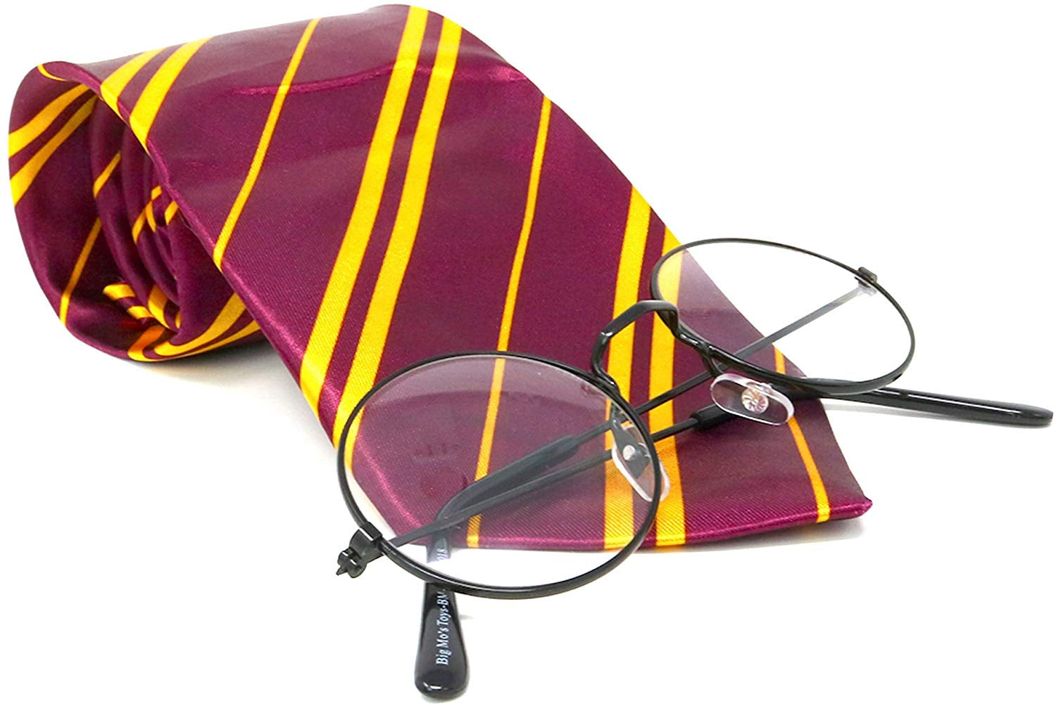 Hogwarts Tie Maroon Yellow Glasses Combo Potter Wizard Theme School