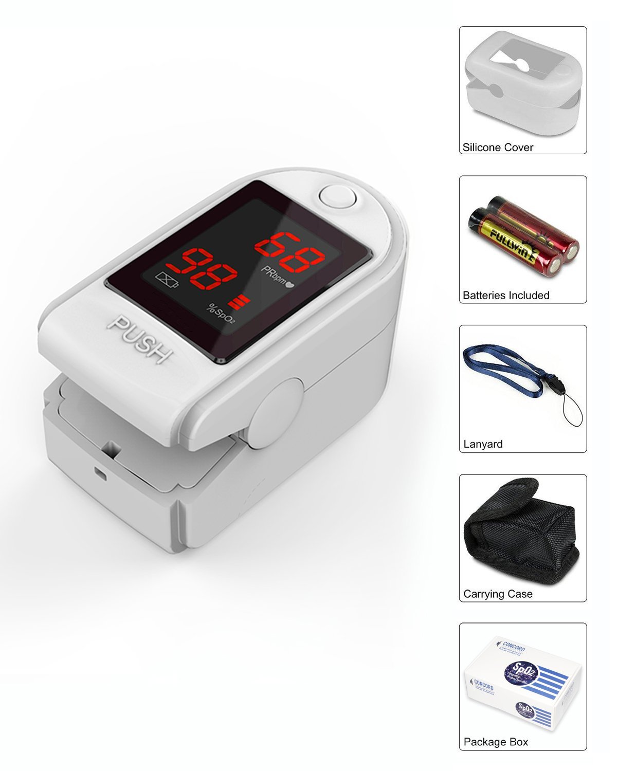Concord Basics Finger Pulse Oximeter White