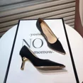 thumbnail image 4 of Tacones altos de mujer de estilo francés de moda Nueva colección de otoño 2024 Zapatos de tacón bajo con punta de metal para uso diario profesional, 4 of 4