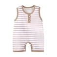 thumbnail image 2 of hengsof Striped Sleeveless Romper for Baby Girls Soft Cotton Summer Romper Suitable for Newborns 0-18 Months Casual Comfortable Breathable Sleeveless Short Romper, 2 of 6