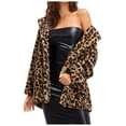 thumbnail image 2 of Fartey Womens Faux Fur Coats Trendy Leopard Print Fleece Coat Oversized Lapel Long Sleeve Fluffy Jacket Fall Winter Fluffy Overcoat, 2 of 6