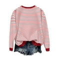 thumbnail image 5 of Craaazy Christmas Sweatshirts for Women Vintage Striped Printed Letter Printing Round-neck Long-sleeved Tops Gifts For Women, 5 of 9