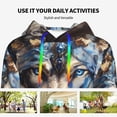 thumbnail image 4 of Picia Vintage Blue Floral Wolf Pattern Casual Women's Hoodie, Hooded Sweatshirt with Kangaroo Pocket, Comfortable Pullover with Eye-catching Drawstrings-Medium, 4 of 7