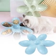 thumbnail image 1 of Comedero para gatos con forma de pétalo de flor, plato de plástico con compartimento para comida y agua, perfecto para gatos y perros pequeños, 1 of 4
