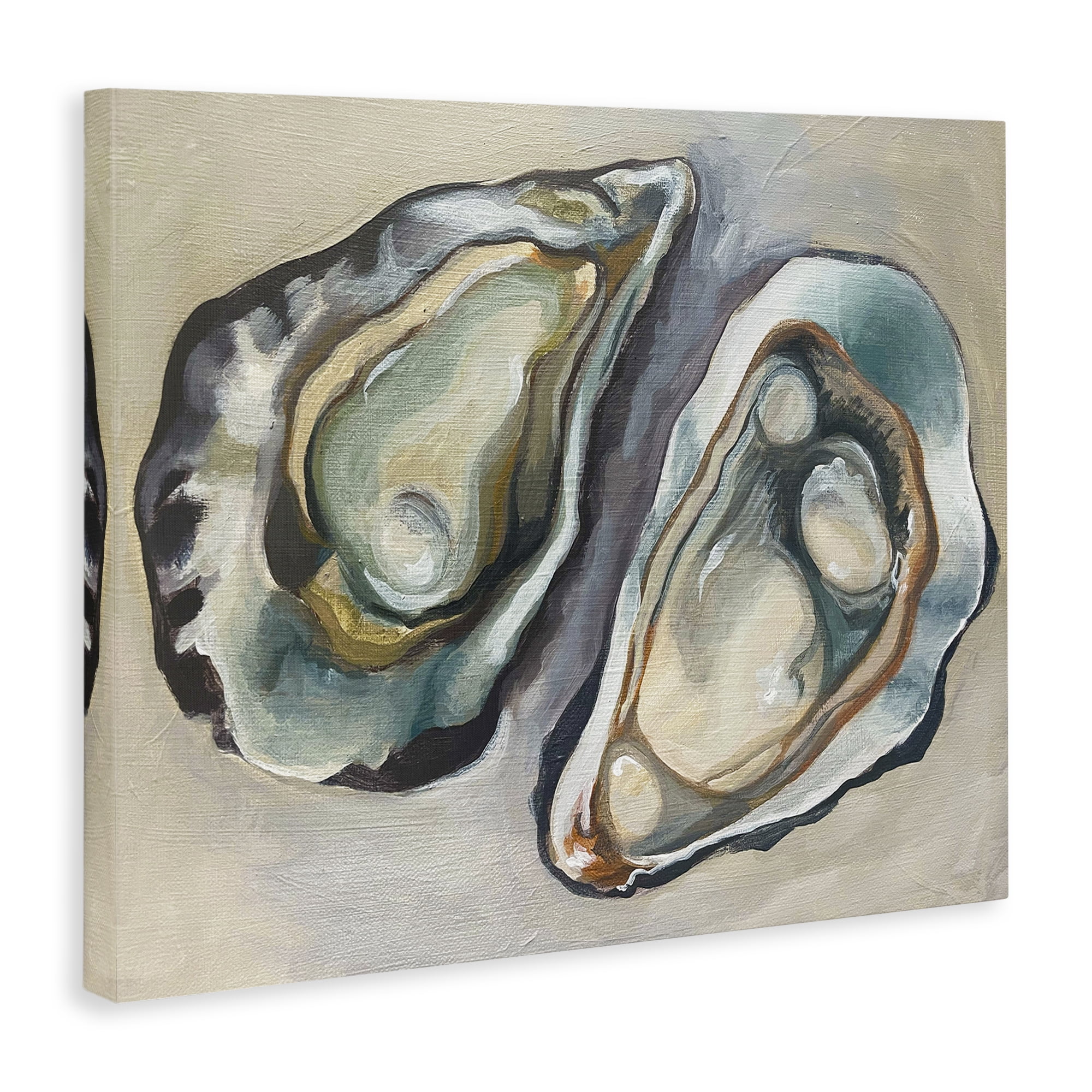 Stupell Industries Two Oysters Traditional Animals Painting Wrapped Canvas Art Print Wall Art, 40 x 30