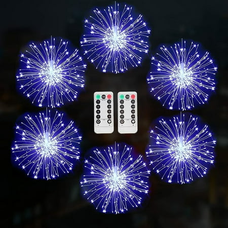 

6 Pcs Hanging Sphere Lights Battery Operated Fairy Lights Copper Wire Firework Lights Waterproof Decorative Starburst String Lights Ceiling Hanging Decor For Bedroom Trees Outside Patio Wedding Tent