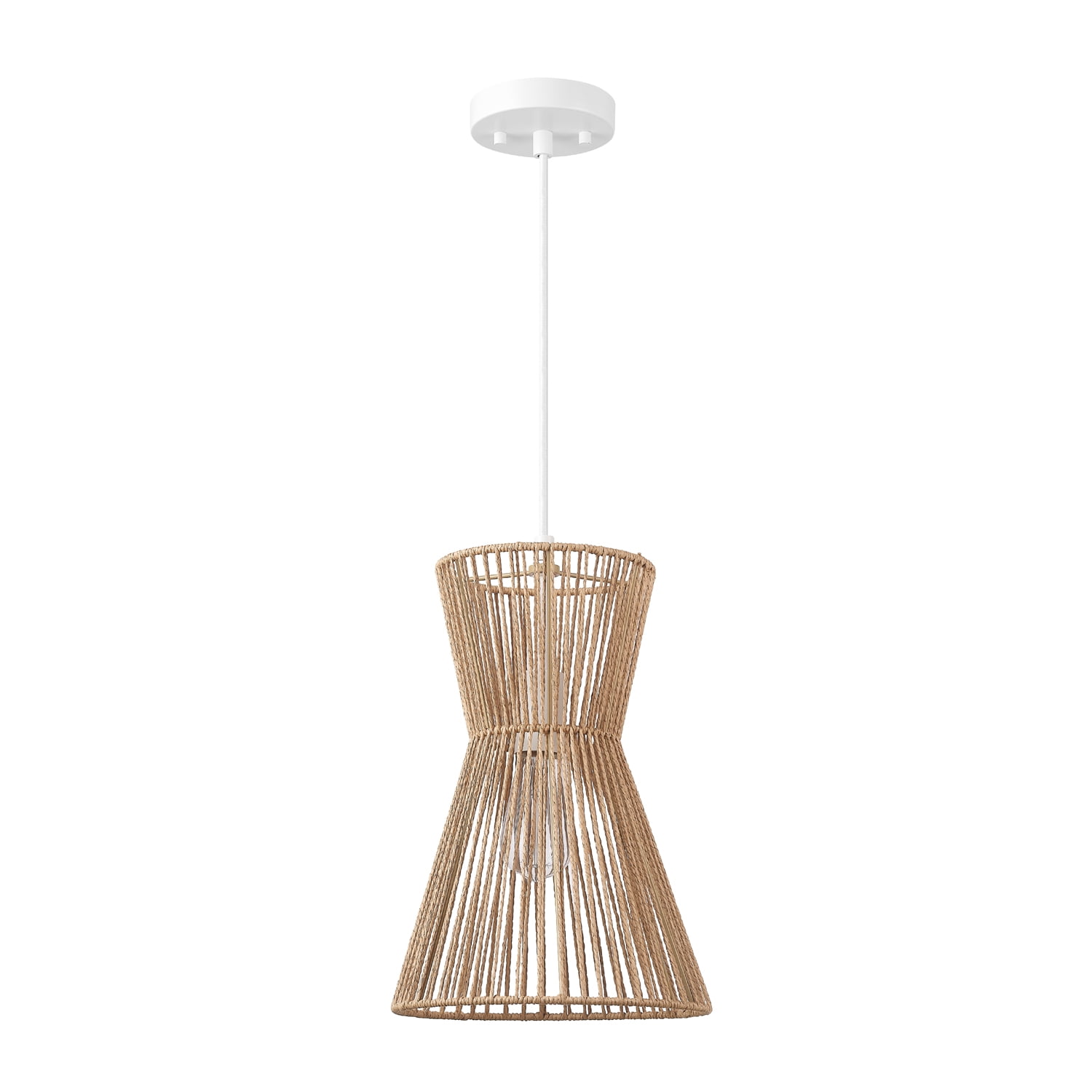 Novogratz x Globe Electric 1-Light Twine Shade Matte White Pendant Light