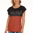 thumbnail image 4 of Vedolay Top Women's Casual V Neck Tops Drawstring Short Sleeve T Shirt Blouses,Orange M, 4 of 5