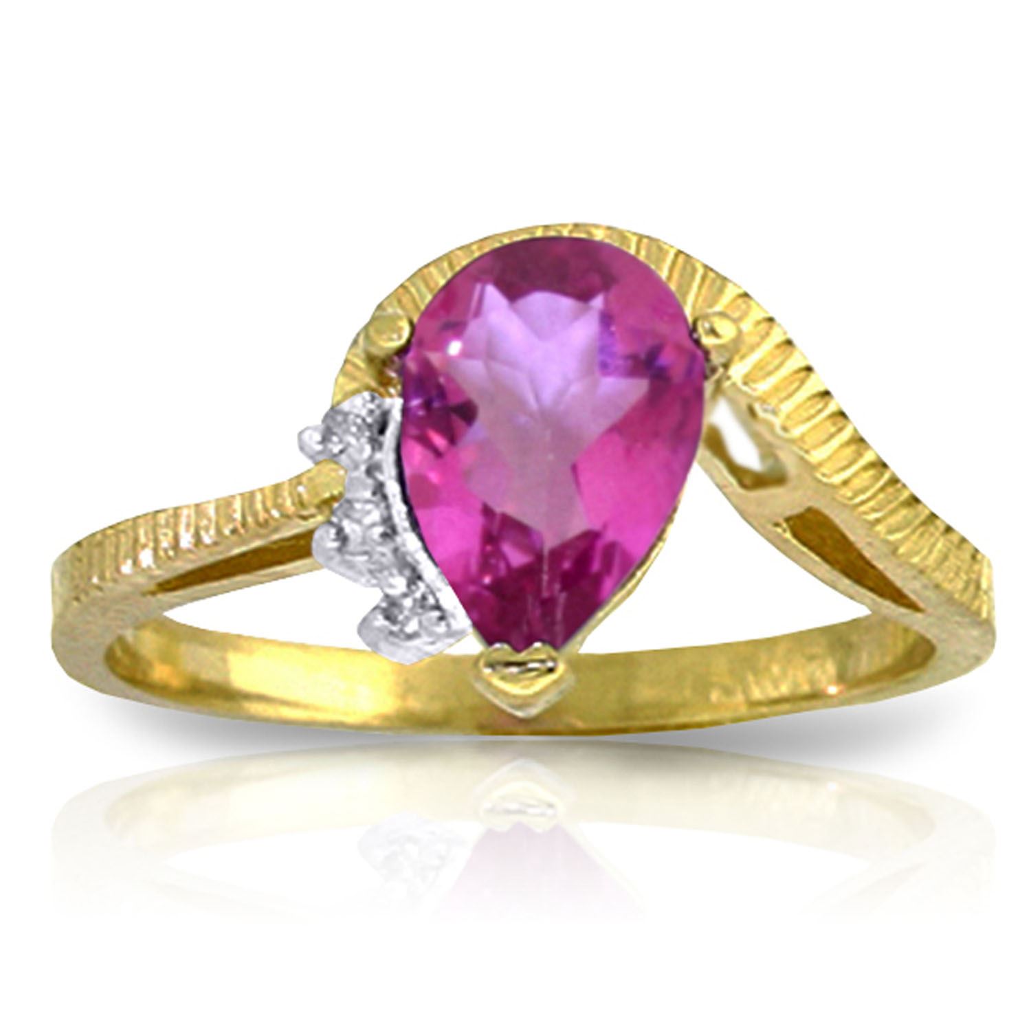 ALARRI 0.46 CTW 14K Solid Rose Gold Rings Natural Diamond Pink Topaz