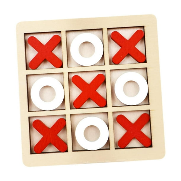 Juego de mesa Tic TAC Toe, rompecabezas, juegos de mesa familiares, hechos a mano, clásicos rojo y blanco
