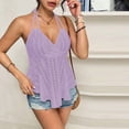 thumbnail image 3 of Lmueinov Halter Tank Tops for Women Sleeveless Ruffle Hem Cami,Backless Tank for Summer Going Out Vacation Wear, 3 of 4