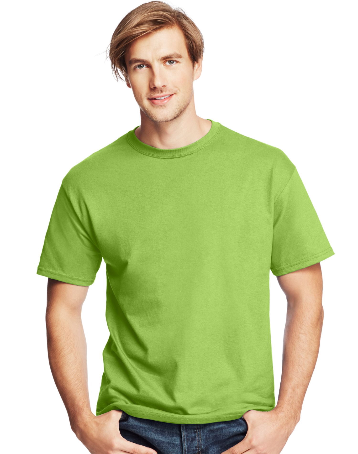 Hanes T-Shirts à Col Ras du Cou ComfortSoft pour Hommes, Lot de 4, S, Lime