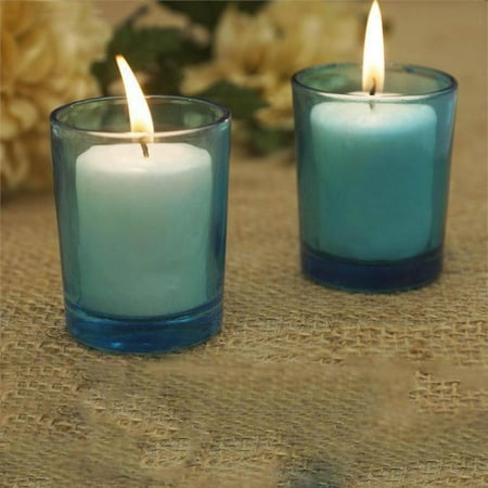 Efavormart Set of 12 Unscented Colored Glass Holders and Wax Candles Ideal for Aromatherapy Weddings Party Favors Home Decoration