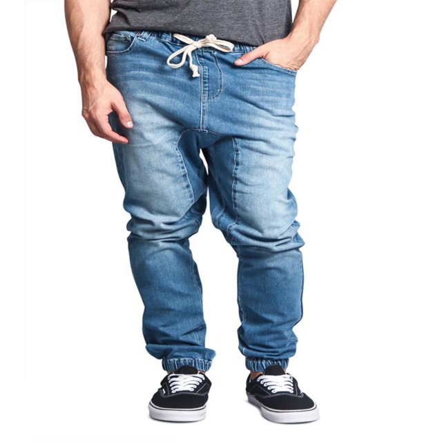 JUNWELL Mens Drop Crotch Jogger Denim Pants Multiple Colors & Up to 5XL