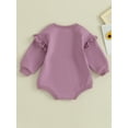 thumbnail image 5 of Musuos Baby Girls Romper, 3 6 12 18M Long Sleeve Crew Neck Solid Color Bodysuit Clothes for Casual Daily, 5 of 9