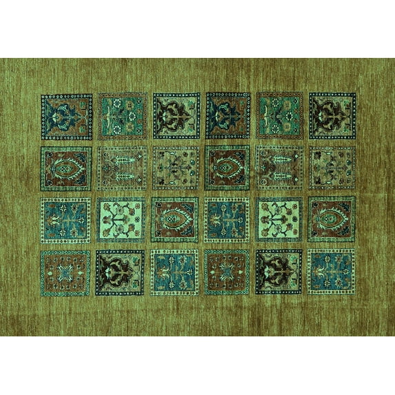 Ahgly Company Indoor Rectangle Abstract Turquoise Blue Modern Area Rugs, 7' x 9'