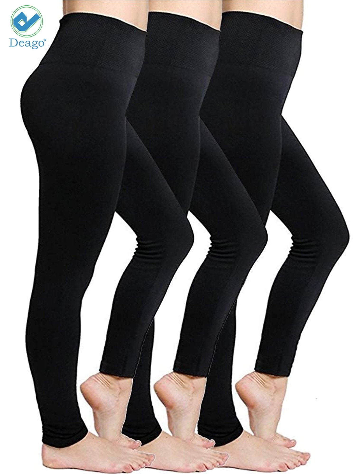 Deago Women's Fleece Lined Leggings High Waist Regular Plus Size Soft ...