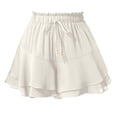 thumbnail image 3 of Sentmoon Skort Drawstring Elastic Waist Solid Color Beach Tennis Skirts Flowy Skirts for Women Beach Essentials Stylish for Office, Work, and Professional Settings White S, 3 of 9