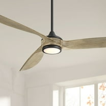 Casa Vieja 60" La Jolla Surf Farmhouse Rustic Indoor Ceiling Fan 3 Blade LED Light Remote Control Matte Black Finish Bedroom