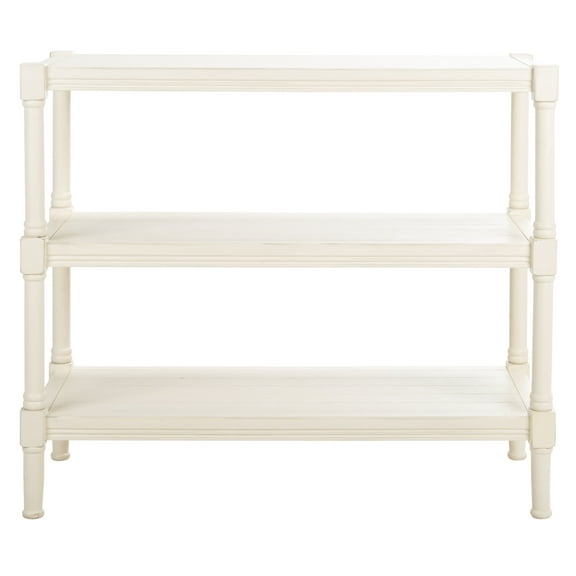 SAFAVIEH Rafiki Distressed White Wood Console Table with Shelf (33.8 in. W x 13.8 in. D x 29.5 in. H)