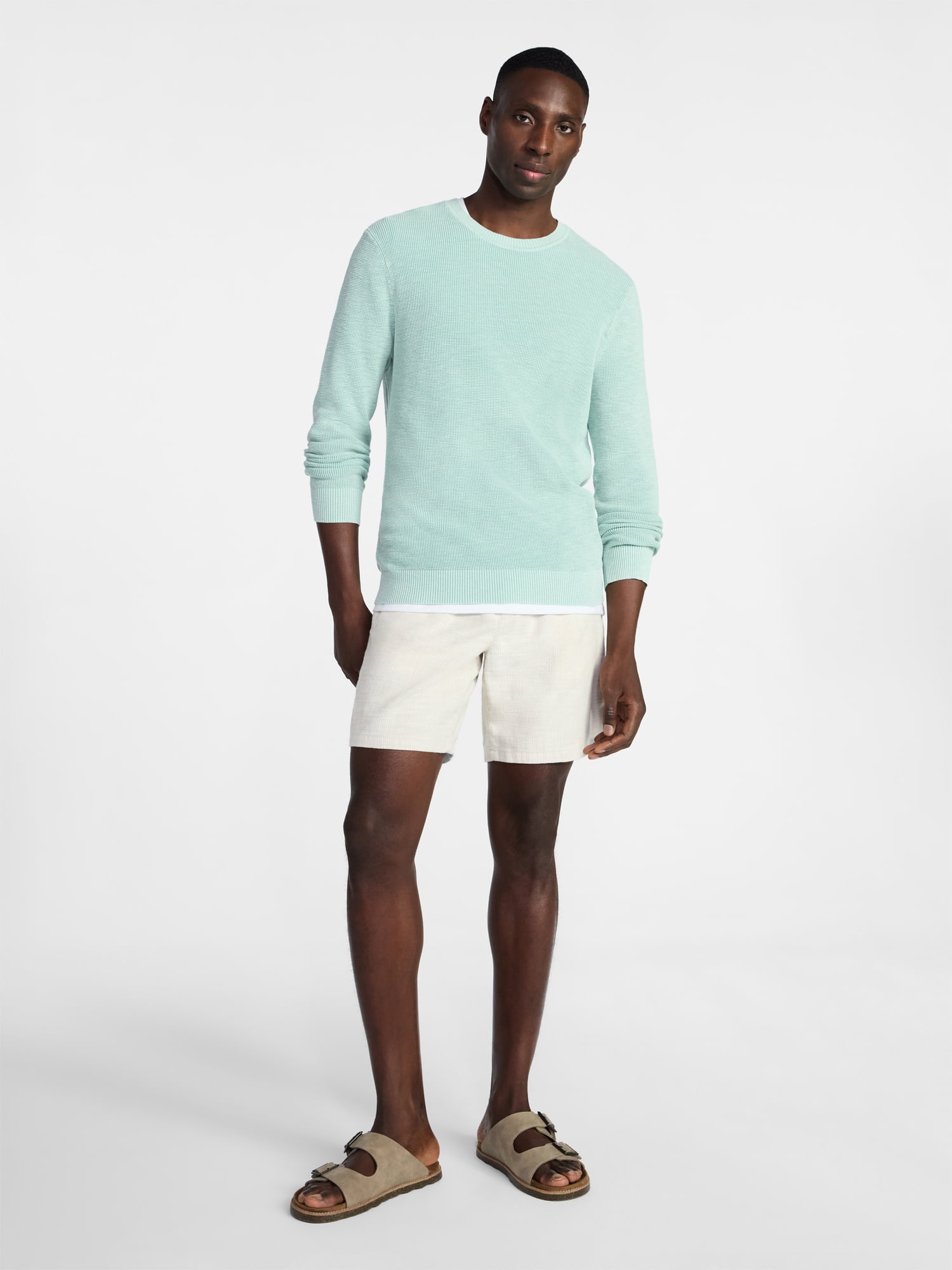 George Men's and Big Men's Cotton Slub Sweater with Long Sleeves, Sizes S-3XL