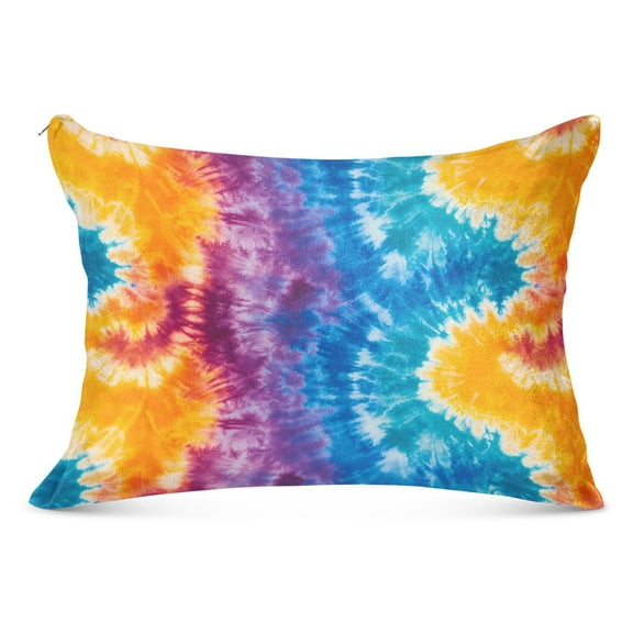 Plush Pillow Cases Standard Size Ultra Soft Warm Pillowcases with Zipper Blue Purple Yellow Tie Dye 20"x26"