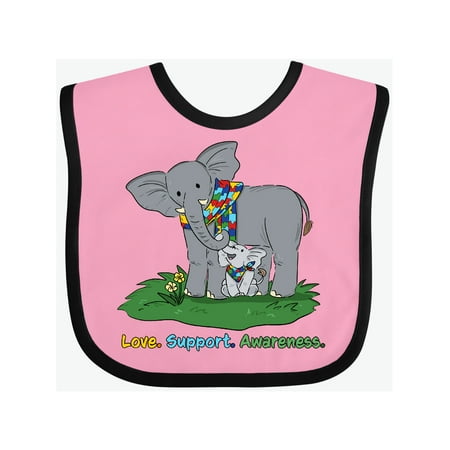 

Inktastic Autism Love Support Awareness Elephants Gift Baby Boy or Baby Girl Bib