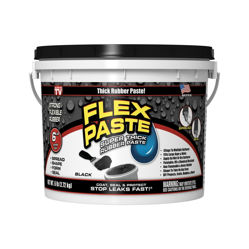 Flex Paste, Super Thick Rubber Spreadable Paste, Black 6lb Tub