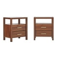 thumbnail image 4 of 2-Pack Walker Edison Modern Solid Wood Nightstands with Glass Top Walnut, 4 of 8
