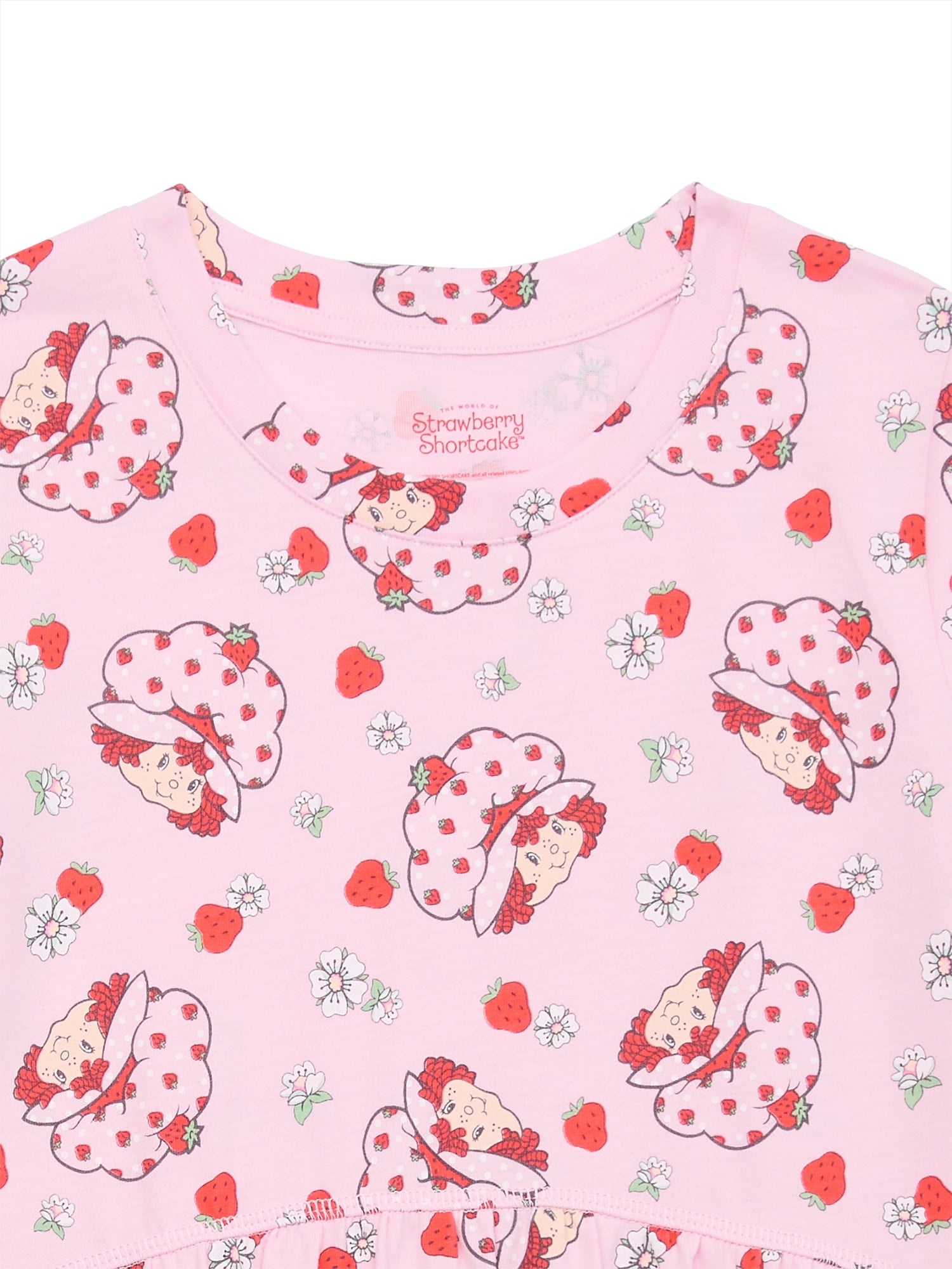 Strawberry Shortcake Girls Dress with Short Sleeves, Sizes XS-L
