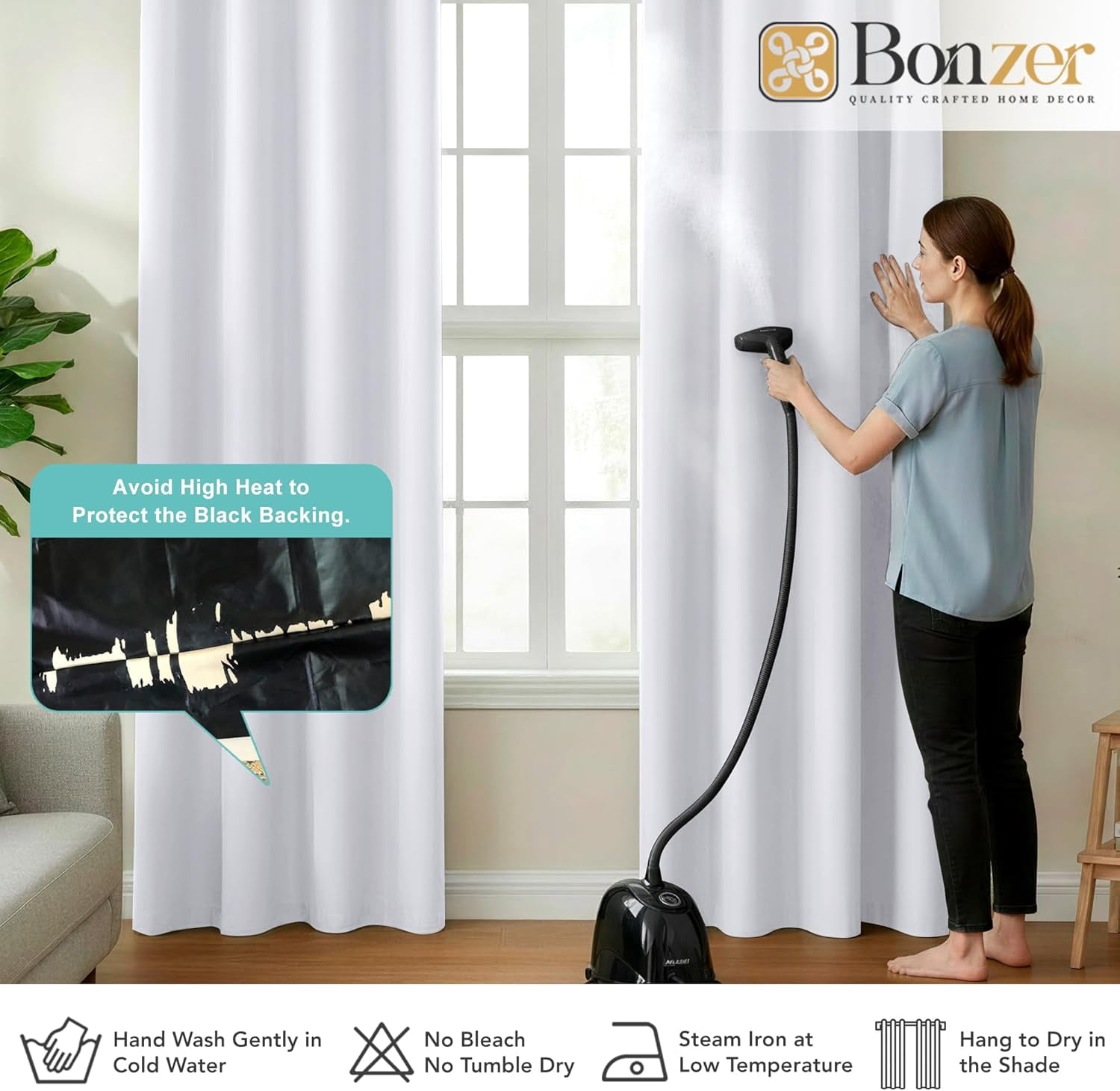 100% Blackout Curtains 4 Panels - Full Light Blocking Window Drapes 63 Inch Length, Single Layer Grommet Room Darkening Curtain with Black Backing for Bedroom/Living Room, Black