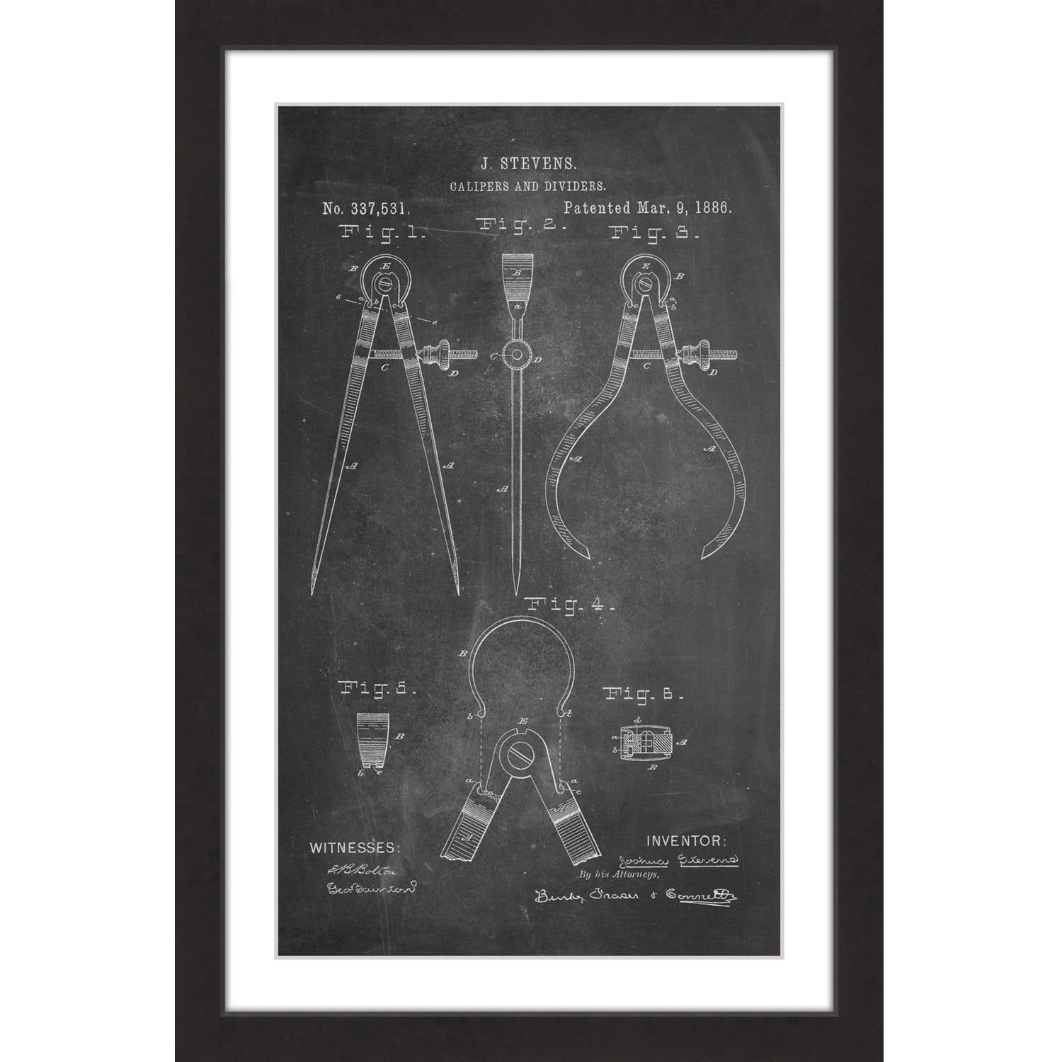 "Calipers 1886 Chalk" Framed Painting Print