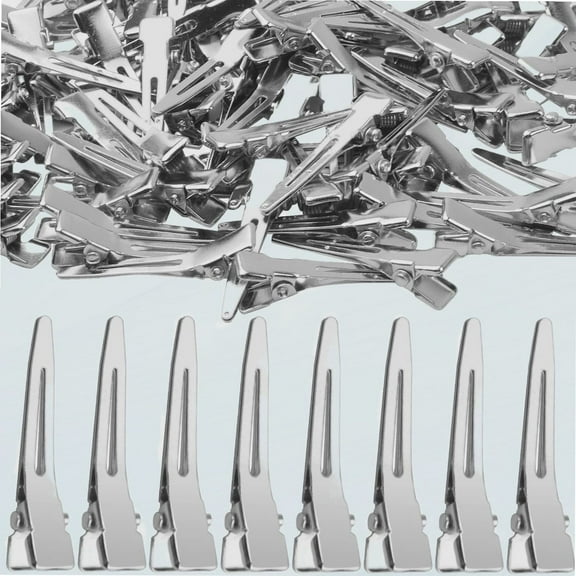 100pcs Silver Single Prong Clips Duckbill Clips Section Hair Pins Set for Hair Extensions Styling Crafting
