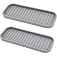thumbnail image 1 of Paquete de 2 soportes de silicona para esponjas, bandeja para jabón y fregadero, ideal para limpiar la cocina (gris oscuro), 1 of 5