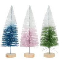 Christmas House Lightly Flocked Ombre Bottle Brush Christmas Trees, 7.625x2.875 in. Set of 3 Color