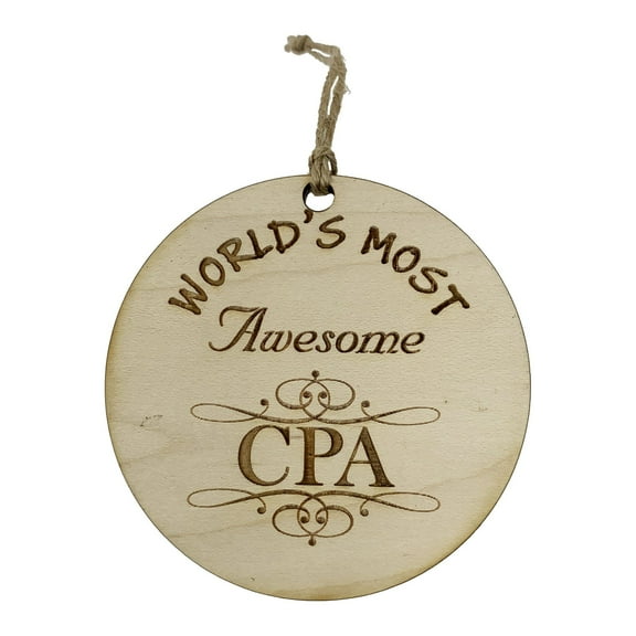 Hip Flask Plus 4-Inch Worlds Most Awesome CPA Raw Wood Ornament
