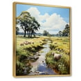 thumbnail image 2 of Designart "Pastoral Bliss Sheep horizon III" Animals Floater Framed Wall Art Print, 2 of 7