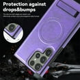 thumbnail image 4 of Magnetic for Galaxy S22 Ultra Premium PU Leather Case,Built-in Invisible Stand [Compatible with Magsafe] Protective Slim Kickstand Phone Cover Compatible with Samsung Galaxy S22 Ultra, Purple, 4 of 9
