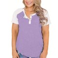 thumbnail image 2 of Vergoodr Women's Plus Size Tops Raglan Henley Shirts Buttons Up Tunics Color Block Tee, 2 of 4