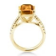 thumbnail image 3 of Gem Stone King 3.16 Ct Yellow Citrine White Created Sapphire 18K Yellow Gold Plated Silver Ring, 3 of 6