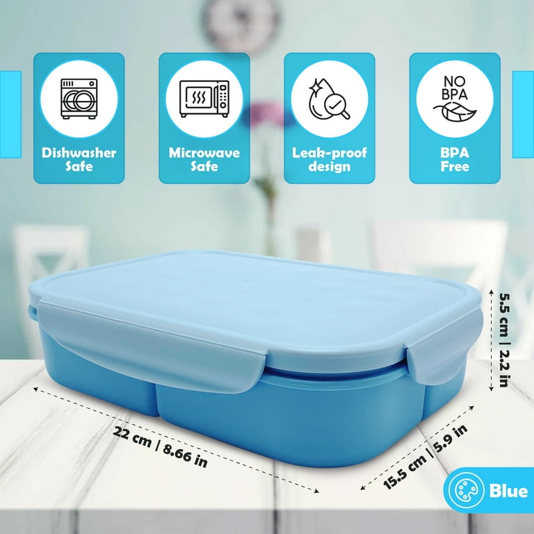  Kids Bento Lunch Box Blue Accessories Kit, BPA FREE