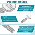 thumbnail image 3 of 12 Pcs M10x30mm Thumb Screws, Iron Spade Head Fully Thread Galvanized Finger Racket Screw, 3 of 6