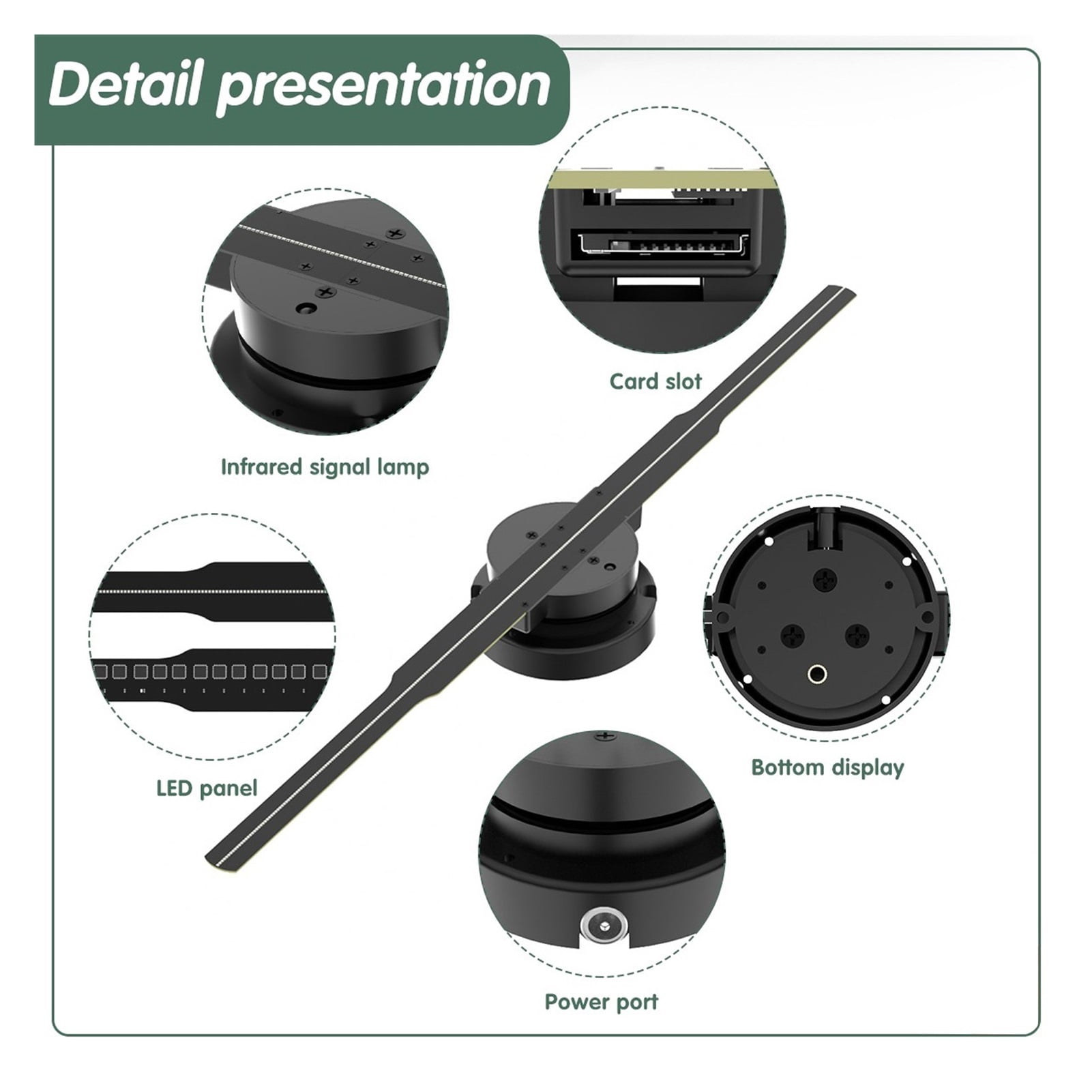 Holographic Fan, 3D Hologram Projector Fan Remote Control Support Phone APP Computer Hologram Advertising Machine 352 LED Light Beads For Hotel ,Creating Good Attraction
