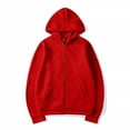 thumbnail image 6 of Mens Long Sleeve Zip-up Hoodie With Kanga Pocket Red 2XL, 6 of 6