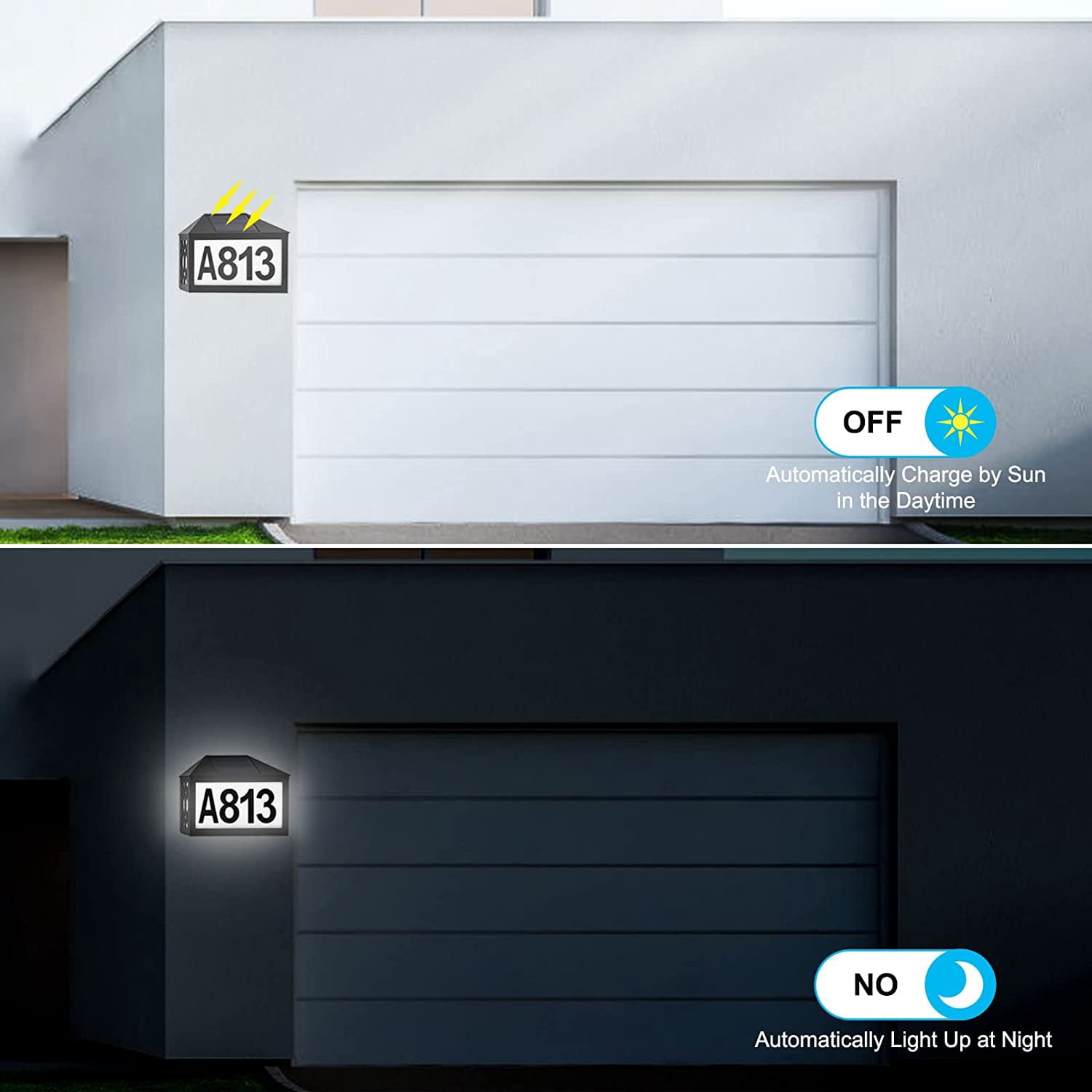 Letour RGB Light Solar Powered LED Illuminated House Number 7