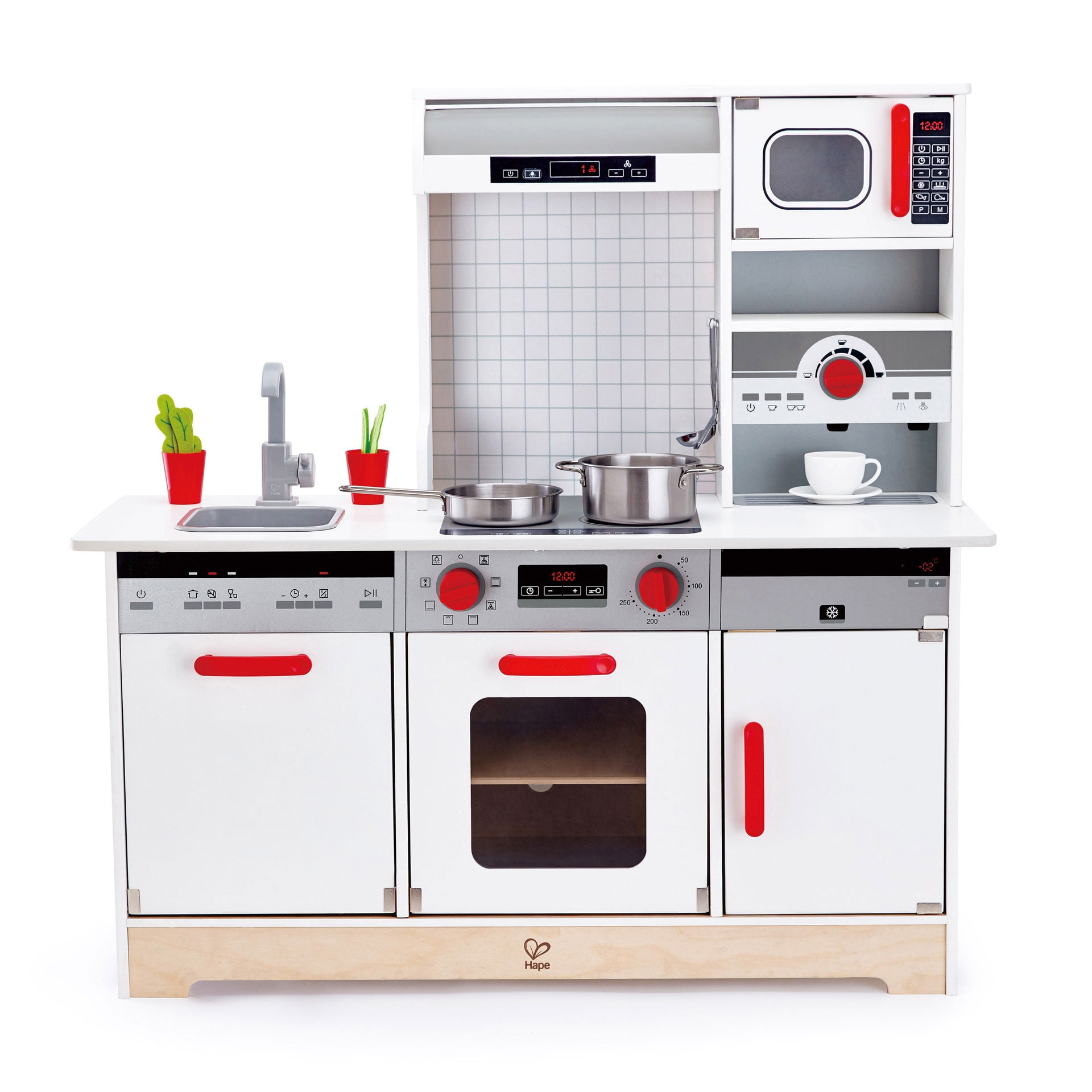 Stovetop Sink Hape Pretend White Gourmet Kitchen Wooden Children's Toy w/ Oven 